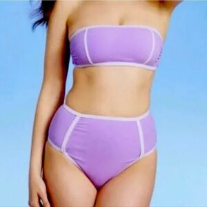 🎅Kona Sol - 2-piece Bathing Suit, Purple w/White Trim, Size 1X, NWOT